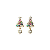 Colorful Christmas Tree 925 Silver Earrings for Women