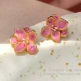 925 Silver Pink Flower Earrings for Women Spring Summer Jewelry