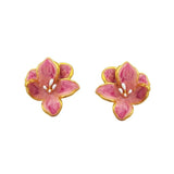 925 Silver Pink Flower Earrings for Women Spring Summer Jewelry