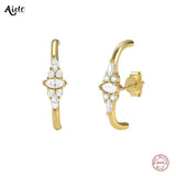 925 Silver Flower Cartilage Ear Wrap Earrings