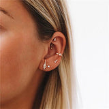925 Silver Flower Cartilage Ear Wrap Earrings