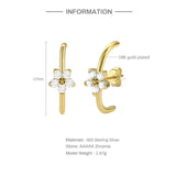925 Silver Flower Cartilage Ear Wrap Earrings