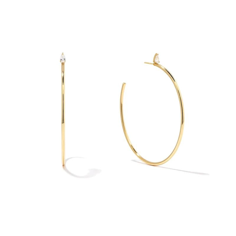 C-shaped Water Drop CZ 925 Silver Stud Earring