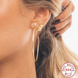 C-shaped Water Drop CZ 925 Silver Stud Earring