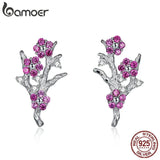 925 Silver Wintersweet Plum Flower Stud Earrings - BSE040