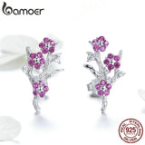 925 Silver Wintersweet Plum Flower Stud Earrings - BSE040