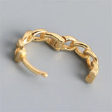 925 Silver Punk Hip-Hop Link Chain Stud Earrings