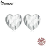 925 Silver Heart Shape Stud Earrings for Women Hypoallergenic