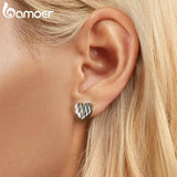 925 Silver Heart Shape Stud Earrings for Women Hypoallergenic