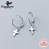 Trustdavis 925 Silver Cross Earring Studs For Girls Kids Teen DS892