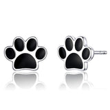 Paw Dog Footprint Stud Earrings 925 Sterling Silver For Women