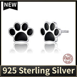Paw Dog Footprint Stud Earrings 925 Sterling Silver For Women