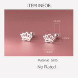 925 Silver Hollow Lotus Flower Stud Earrings for Women