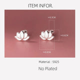 925 Silver Hollow Lotus Flower Stud Earrings for Women