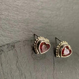 Garnet 925 Silver Stud Earrings Women's Jewelry Gift