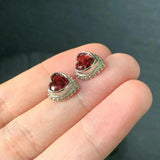 Garnet 925 Silver Stud Earrings Women's Jewelry Gift