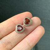 Garnet 925 Silver Stud Earrings Women's Jewelry Gift