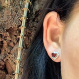 Garnet 925 Silver Stud Earrings Women's Jewelry Gift