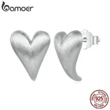 925 Silver Heart Stud Earrings Platinum Plated Women's Engagement Anniversary