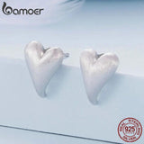 925 Silver Heart Stud Earrings Platinum Plated Women's Engagement Anniversary