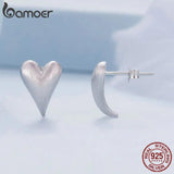 925 Silver Heart Stud Earrings Platinum Plated Women's Engagement Anniversary