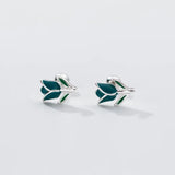 925 Silver Tulip Flower Stud Earrings