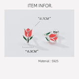 925 Silver Tulip Flower Stud Earrings