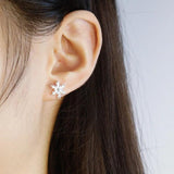 Trustdavis 925 Sterling Silver Snowflakes Stud Earrings