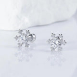 Trustdavis 925 Sterling Silver Snowflakes Stud Earrings