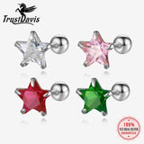 Davis Girls 925 Silver Star CZ Screw Stud Earrings DS4122