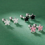 Davis Girls 925 Silver Star CZ Screw Stud Earrings DS4122
