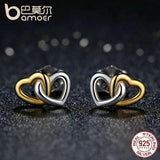 925 Silver Heart to Heart Stud Earrings Engagement Jewelry