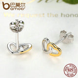 925 Silver Heart to Heart Stud Earrings Engagement Jewelry