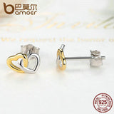 925 Silver Heart to Heart Stud Earrings Engagement Jewelry