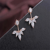 Lekani Flower Carved Earrings 925 Silver Crystal Anti-allergic