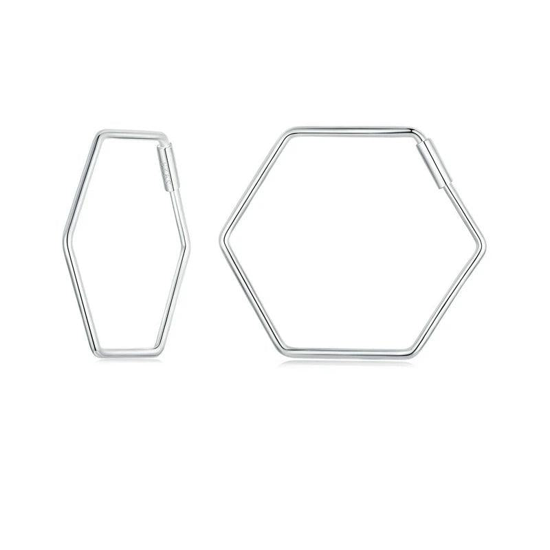 925 Silver Heart Hexagon Earrings Statement Jewelry Gift