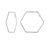 925 Silver Heart Hexagon Earrings Statement Jewelry Gift