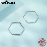 925 Silver Heart Hexagon Earrings Statement Jewelry Gift