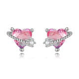 TrustDavis Zircon Heart Star Earrings for Daughter