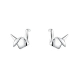 925 Silver Paper Crane Stud Earrings Romantic 14k Jewelry