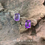 4MM Amethyst Stud Earrings 925 Silver Vintage Gift Jewelry