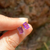 4MM Amethyst Stud Earrings 925 Silver Vintage Gift Jewelry