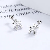 925 Silver Balloon Dog Stud Earrings Mini 14k Party Jewelry