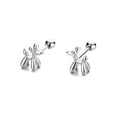925 Silver Balloon Dog Stud Earrings Mini 14k Party Jewelry