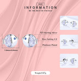 925 Silver Clear Zircon Fish Kiss Stud Earrings