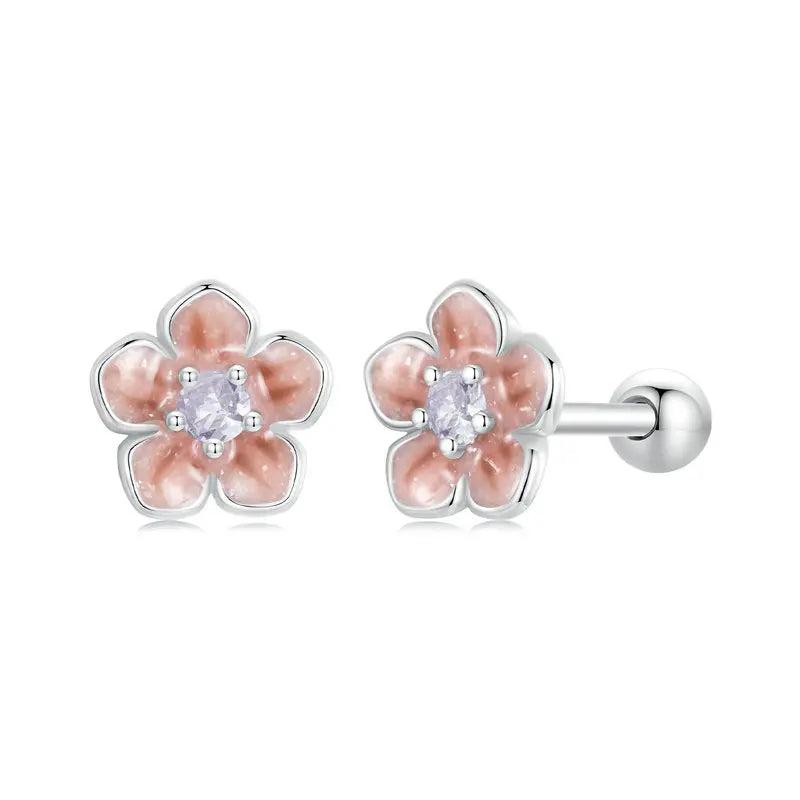 925 Silver Cherry Flower Stud Earrings Rainbow Butterfly Ear studs