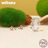 925 Silver Cherry Flower Stud Earrings Rainbow Butterfly Ear studs