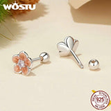 925 Silver Cherry Flower Stud Earrings Rainbow Butterfly Ear studs