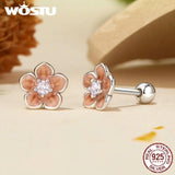 925 Silver Cherry Flower Stud Earrings Rainbow Butterfly Ear studs