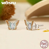 925 Silver Cherry Flower Stud Earrings Rainbow Butterfly Ear studs